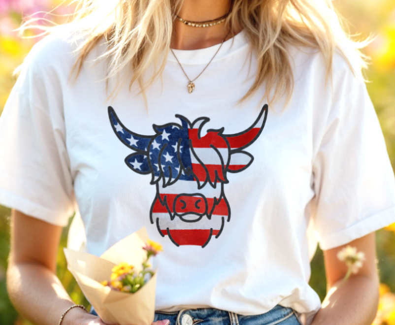 Highland Cow Line Art T-Shirt