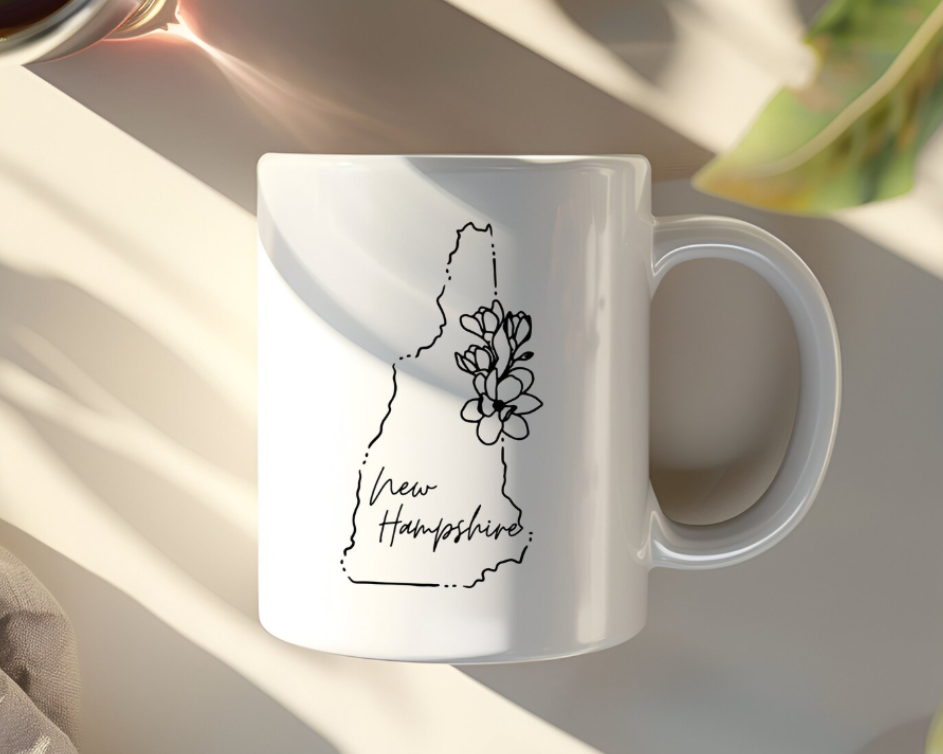 New Hampshire Floral Map Mug